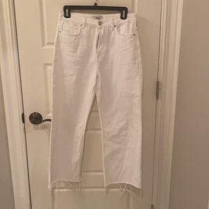 Forever 21 White Cropped Flare Jeans High Rise size 25
